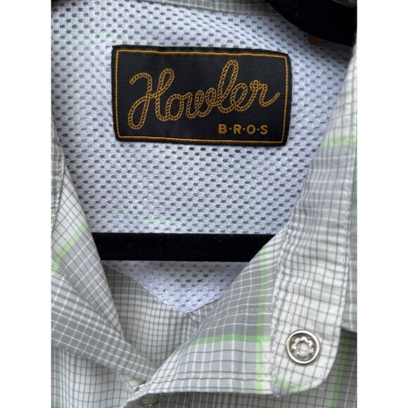 Howler Bros Mens Medium Short Sleeve Plaid Shirt Button-Up Lightweight GreenGray - Picture 2 of 8
